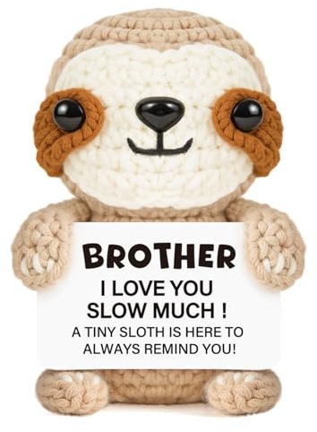 Giftasy Brother Gifts - Handmade Crochet Funny Cute Sloth - Gifts for Brother from Sister for Birthday, Father's Day, Christmas