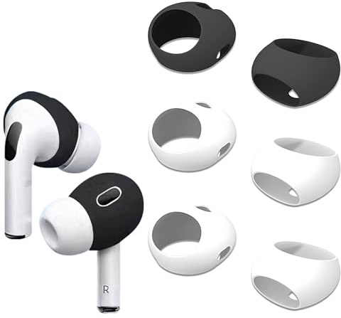 Haofun Ohrstöpsel für Airpods PRO 3 für Aufsätze, Aufsätze für Airpods PRO 3 Ear Tips in die Ladehülle, Schützende Flüssig Silikon Hülle Soft Skin - 2 Paar Weiß + 1 Paar Schwarz