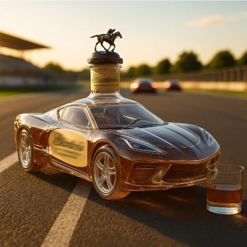 LunarCrafters Botella de whisky con forma de coche deportivo de 300 ml, decantador de vidrio 3D, creativo, botellas de vino vacías para almacenamiento de licor, utensilios de bar soplados a mano