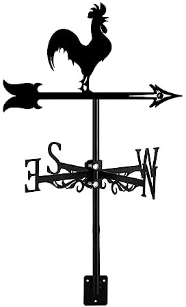 Veleta de metal retro con escena de granja para jardín, patio, gallo, gallo, arte, decorativo, indicador de dirección del viento, accesorios de instalación en el techo, estilo 1