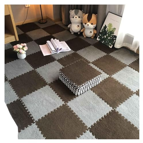 Ineinandergreifende Schaumstoff-Teppichfliesen, Weiche Schaumstoff-Bodenfliesen, for das Wohnzimmer-Schlafzimmer, Flauschige Teppichmatte(Style2,5pcs)