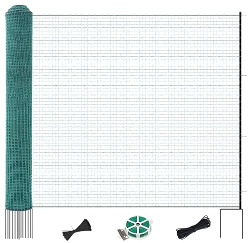 SUNYRISY Hühnerzaun Geflügelnetz Gartenzaun Hundezaun 30m L x 100cm H | Maschendrahtzaun Mobiler Weidezaun Steckzaun Begrenzungszaun Zchafzaun Fence für Garten, Camping, Nylon Material