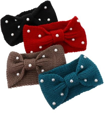 VALICLUD 4pièces Bandeau à Nœud Élégant Tricoté Chaud pour Femmes Accessoires Cheveux