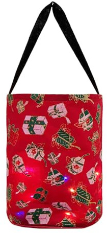Borsa luminosa per Halloween, secchio luminoso di Halloween, sacchetto di caramelle di Natale, riutilizzabile, riutilizzabile, in poliestere, accessorio di Natale, G