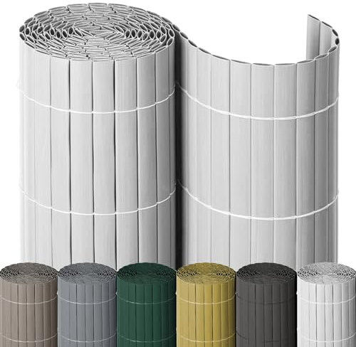 NOOR PVC Sichtschutzmatte - wetterfester Sichtschutzzaun für Balkon, Terrasse und Garten - stabile Balkonverkleidung als Sichtschutz - einfache Montage der Zaunblende - Weiß 100 cm x 3 m
