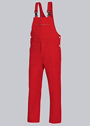 BP Workwear Basic 1413-060-81 Latzhose - Verstellbarer Bund - Kunststoff-Clip-Verschlüsse - Reine Baumwolle - Stämmige Passform - Größe: 26 - Farbe: rot