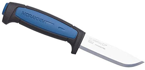Morakniv Gürtelmesser Pro S - rostfreier Stahl - TPE Griff - blaue Kunststoffeinlage - Fingerschutz - Kunststoffscheide, grau