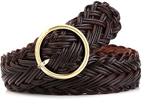 Cheerlife Damen Vintage Flechtgürtel Geflochten Gürtel Echt Leder Taillengürtel Kleid Belt Gürtel (Kaffee)