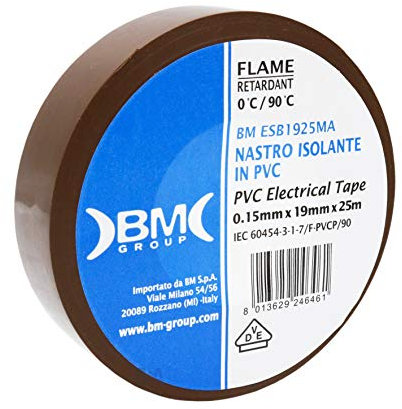 IROX BM ESB1925MAK05 - Cinta aislante marrón de PVC autoextinguible IEC RoHS - Adhesivo eléctrico eléctrico 19 x 25 mm/m