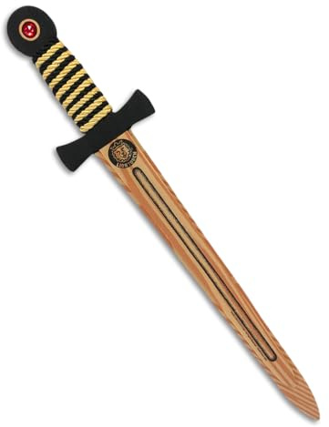 Liontouch - WoodyLion Épée, Or & Noir – Taille Moyenne | Jouet en Mousse Imitation Bois pour Jeu d'Imagination dans Les Bois | Armes Flexibles et Sûres pour Déguisements et Costumes pour Enfants