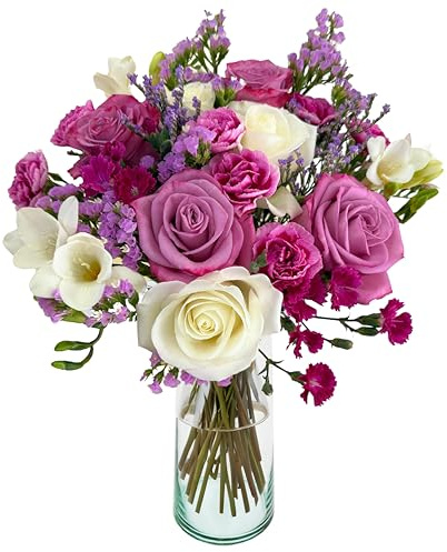 Lilac Haze with Vase | Purple, White Arrangement by Arabella Bouquets | Real Fresh Flowers for Delivery, Gift for Birthday, Congratulations, Anniversary, Thank You, Wedding, Mother's Day