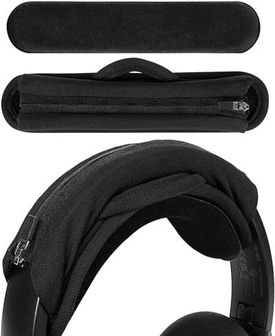 Geekria Housse de Bandeau en Velours à Crochet et Boucle de Taille Moyenne + Protection de Bandeau avec Fermeture éclair/Aucun Outil nécessaire, Compatible avec Les écouteurs de Taille Moyenne(Noir)