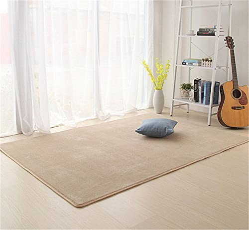 Alfombra de Terciopelo Coral Grueso de Color sólido Calidad Beige moderno Suave Lavable Antideslizante Grande Rugs Rug Minimalista Moderna Sala De Estar Dormitorio Tatami Gateando Estera -120×140cm