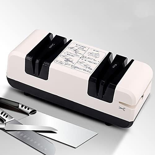 Aiguiseur De Couteaux éLectrique Professionnel,AffûTeur De Ciseaux,Outil D'AffûTage De Couteaux En 4 éTapes Aide à RéParer Et à Restaurer Les Couteaux De Cuisine éMousséS,White