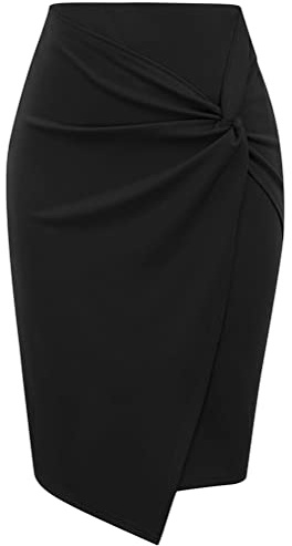 ORANDESIGNE Jupe Crayon Femme Jupe Moulante Business Taille Haute Sexy et Elégant Vintage Jupe Bodycon Droite Jupe A-Noir S