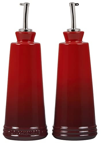 Le Creuset Signature - Set olio e aceto in gres porcellanato, 10 oz. ciascuno, ciliegia