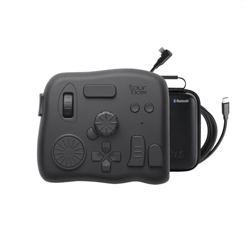 TourBox Elite, Bluetooth Editing Controller für Foto Video Ilustration, Makro Tastatur für Grafiktablett, MacOS/Windows, Photoshop Lightroom Premiere Programmierbar Keyboard, Schwarz