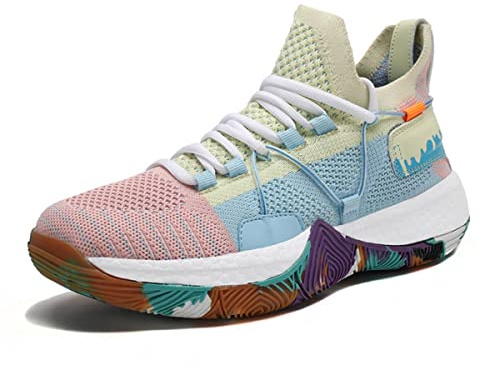 CZHIHANEG Basketballschuhe Jugendliche und Erwachsene Bequeme High-Top Atmungsaktive Sportschuhe Für Männer Und Frauen Anti-Rutsch 39 EU Beige, Mehrfarbig