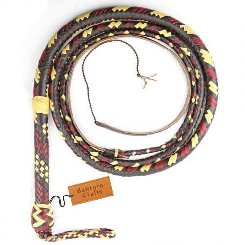 Indiana Jones Frusta in Pelle di Canguro equestre Pancia della Frusta in Pelle Resistente e Supporto in Pelle all'Interno 16 trecce Fili Pelle Intrecciata Anima in Acciaio