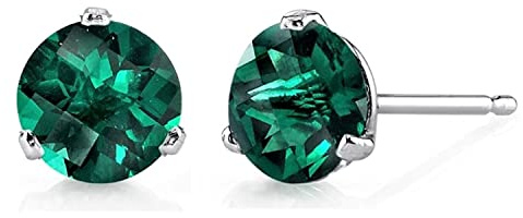 Bellitia Jewelry 925 Sterling Silber Geburtsstein Edelstein Ohrstecker für Frauen Damen, Simulierter Granat Ohrringe Hypoallergener Ohrschmuck Rot Stein Geschenk Set, 1ct 6.5mm