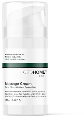 CBD HOME Sports - Creme Forte - Lokale Linderung mit Cannabidiol (CBD+CBG 6.500 mg), Arnika, Johanniskraut, Teufelskralle - Kontrastierende Wirkung auf Muskeln, Gelenke, Durchblutung - 100 ml