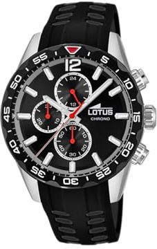 LOTUS Reloj Hombre Analógico de Caucho Negro | Movimiento de Cuarzo, Cronógrafo, Cristal Mineral de Alta Resistencia, Resistente al Agua 10 ATM 18953/3 Special Prices
