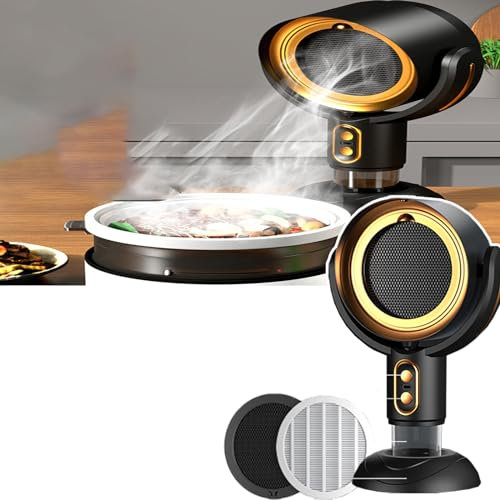 QIeAny Cappa da Cucina, Cappa da Tavolo per Barbecue da Interni, Altezza Regolabile/Regolazione Inclinazione 15°, Volume Ridotto, Filtro Rimovibile, Facile da Pulire, Bassa Rumorosità,A,Gold