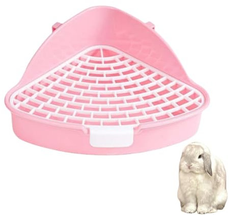 GYWHOOFT Salle de bain de lapin, 24,8 x 20,5 x 10,5 cm avec grille vase triangle boîte à linge d'angle boîte de toilette Pet Pan pour petits(rose)