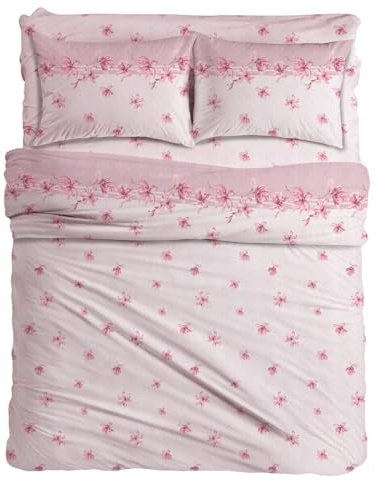 MAXIME MAISON - Completo Lenzuola Matrimoniali Cotone Stampate, Set Lenzuola Letto Matrimoniale con Federe, Lenzuolo in Cotone Anallergico, Biancheria da Letto Made in Italy (Alissa Cipria)