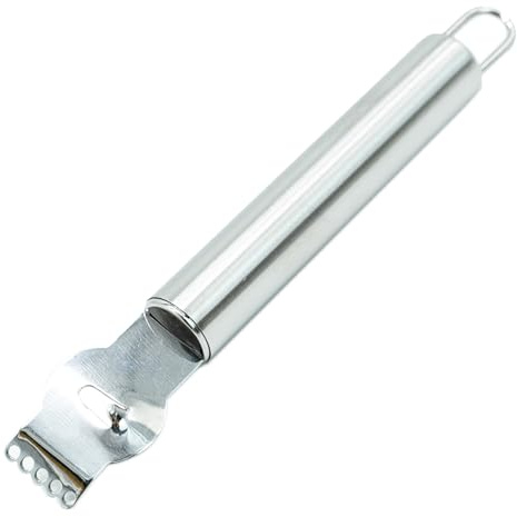 Lemon Zester Peeler, Professional Lemon Zester with Canelle Knife Stainless Steel Lemon Slice for Gin Cocktails, Lime Oranges, Kitchen Tool (Stainless Steel Handle, 6.5 Inch), Silver