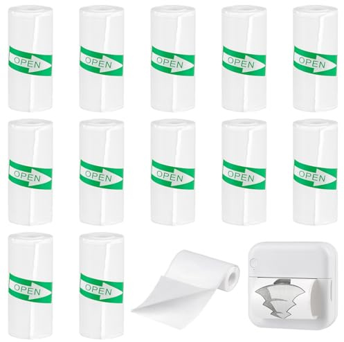12 rollos de papel térmico autoadhesivo, color blanco, 57 x 25 mm x 3 m, mini impresora adhesiva, rollos térmicos para cámara infantil, cámaras instantáneas, pegatinas imprimibles, para fotos, notas