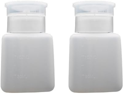 2 Pieces 150ml (5oz) Alcohol Liquid Press Pumping Dispenser Push Down Empty Pump Dispenser Bottle Liquid Push Down Alcohol Dispenser for Alcohol Nail Polish and Makeup Remover, White