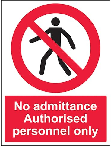 V Safety No Admittance - Authorised Personnel Only 150 x 200 mm - Self Adhesive Vinyl - Aluminium Effect Safety Sign