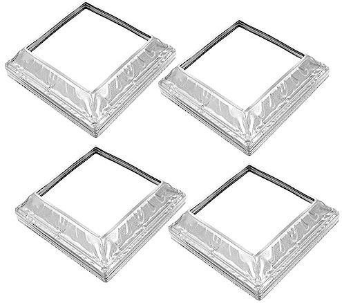 Holibanna 4pcs Iron Feet Deck Post Base Square Brackets Plated Post Cover for Railing Repair Replacement for Porch Baluster