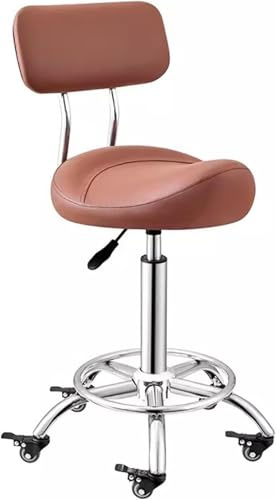 DZYHFCO Sattelhocker, Küchensattelstuhl mit Fußstütze, Rückenstütze, ergonomischer Bürosalon für klinischen Zahnarzt (braun)