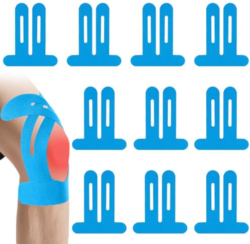 10 Stück PreCut Kinesiotapes Knie, Kinesiologisches Band, Wasserfestes & Elastisches Vorgeschnittenes Muskeltape, Kinesiologie Tape, Physio Tape, Kinesiotape für Knieschmerzlinderung(Blau)