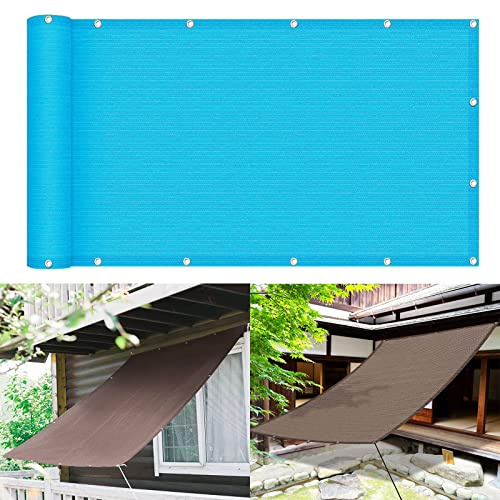 Tenda da sole resistente ai raggi UV, 2,5 x 9 m, 95% ombra, per patio, cortile, prato, feste, copertura in rete blu di alta qualità con facile fissaggio