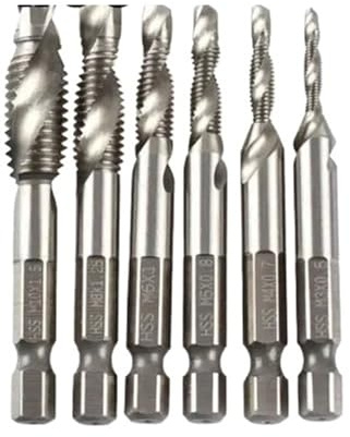 EJGMCNSGB Juego de 6 Brocas de Rosca HSS M3-M10 con Revestimiento de Titanio, vástago Hexagonal, para taladrar Metal y Madera, Herramientas manuales (3 mm)