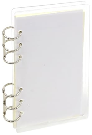 A6 Transparenter Ringbuch, 6-Ring-Bindung, Acryl-Bindung, Flacher Seiten Notizblock mit 40 Blatt kariert, nachfüllbarer Notizblock mit goldenen Metall-Ringen (Transparent)