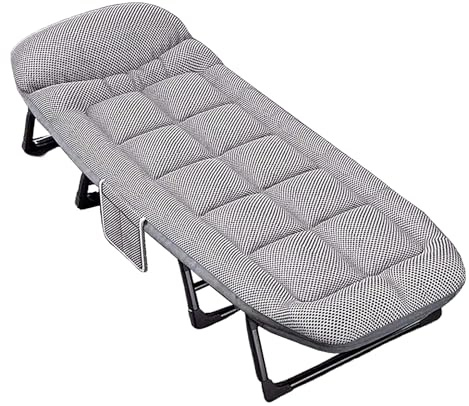 EYRMQWJPC Campingbett, Tragbares Klappbett mit Matratze, sechs verstellbaren Rückenlehnen, zusammenklappbares Campingbett for Erwachsene 8 Beinen(Gray B,200 * 65 * 35cm)