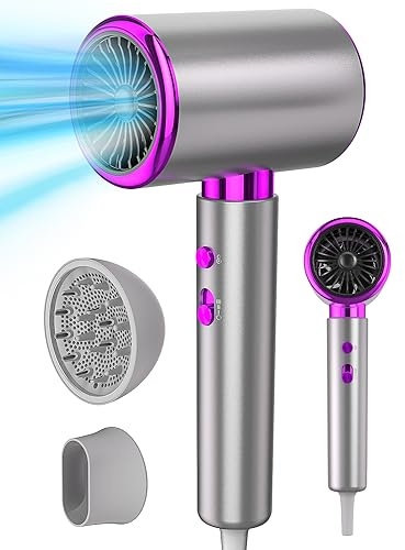 DMTIVMG Seche Cheveux 2400W Sèche Cheveux Professionnel Chaud et Froid Hair Dryer Puissant 3 Températures 2 Vitesses 1 Diffuseur 1 Concentrateur Thermo Protect pour Famille Voyage Salons de Coiffure