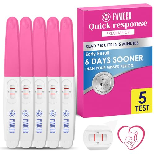 5 Stück (1er-Pack) Schwangerschafts-Schnelltest,Früherkennung HCG Urin Mittelstrom Test,Ergebnis Innerhalb von 5 Minuten, über 99% Fruchtbarkeitstest(Rosenrot)