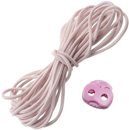 Aerzetix - Set di 5 m Cordoncino Elastico Rotondo Ø3 mm di Colore Rosa Cenere + 10 fermacorde ovali in plastica Rosa a 2 Fori Ø4.5 mm