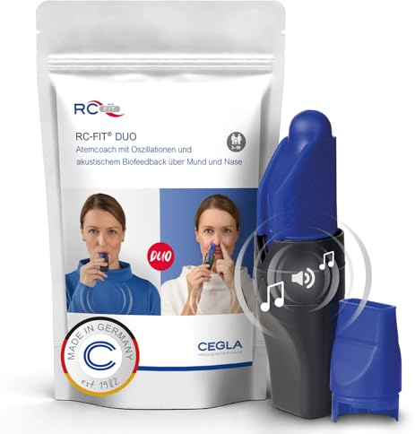 CEGLA RC-FIT Duo Atemtrainer mit Vibrationen und Biofeedback, Atemtraining | Atemcoach über Mund und Nase, zurück zur Nasenatmung, für Atemtherapie, Entspannung, Gesundheit, Mentalkraft, Made in Germany