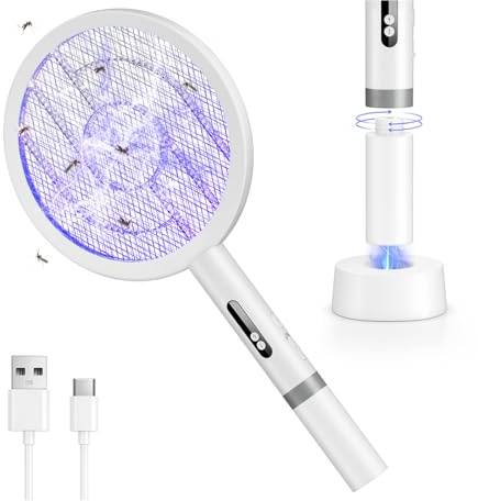 BKXCHA 4000V Raqueta Mosquitos Electrica,1800mAh,USB-C Recargable