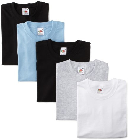 Fruit of the Loom, confezione da 5 magliette leggere Grau, Hellblau, Weiss, 2 X Schwarz L