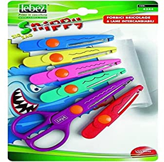 LEBEZ Forbici Snippy Zig-Zag con 6 Lame 14 cm Decorativo Multicolore Acciaio inossidabile
