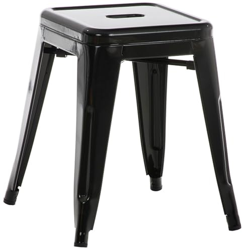 CLP Hocker Armin I Metallhocker stapelbar und pflegeleicht I Stapelhocker bis 200 kg belastbar I Sitzhöhe 46 cm, Farbe:schwarz