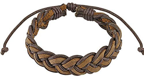 Paula & Fritz® Armband Leder Herren Frauen Braun Schwarz Geflochten Lederband Lederarm-Band Männer Biker Lederbänder Schmuck verstellbare Länge