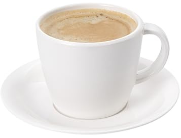 Restaurantware Voga 10 Ounce Tea Cups With Saucers 10 Premium Coffee Cups With Saucers - Top Rack Dishwashable Serve Lattes Mochas Or Teas White Melamine Cups With Saucers For Homes or Cafes